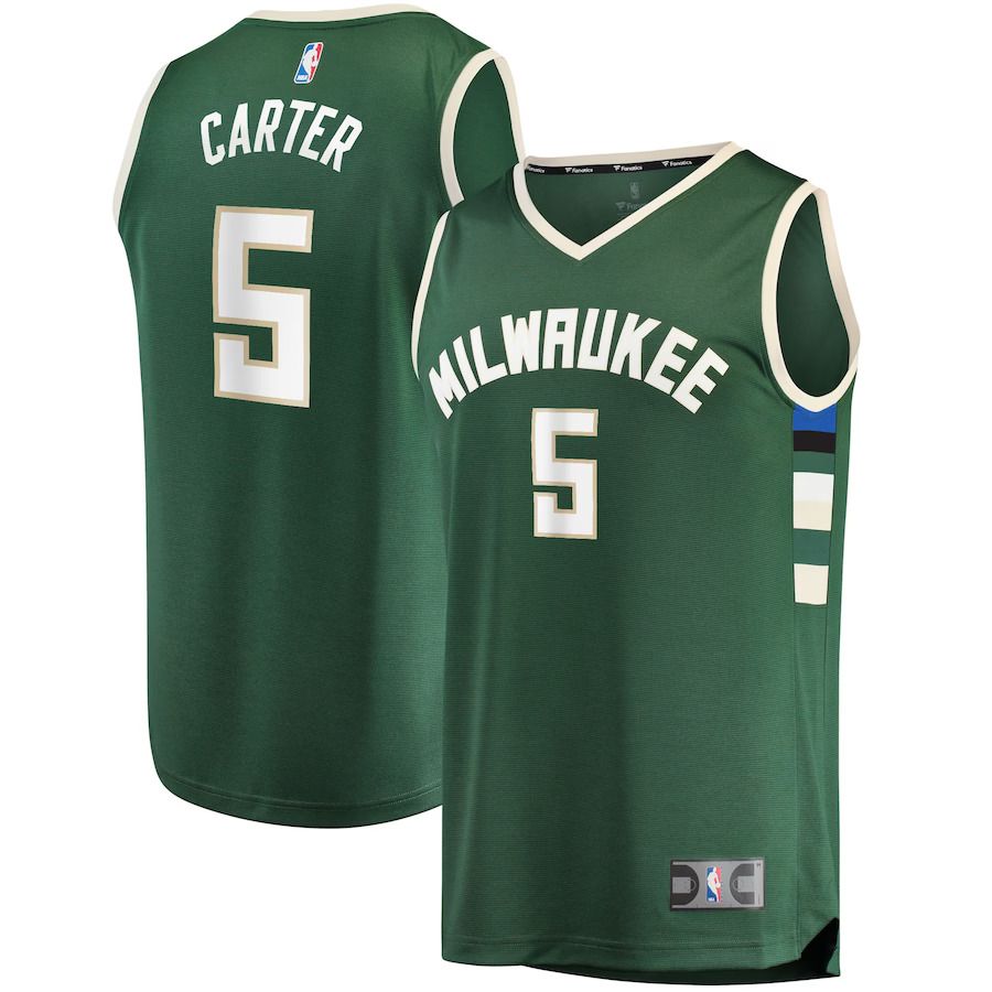 Men Milwaukee Bucks 5 Jevon Carter Fanatics Branded Green Fast Break Replica NBA Jersey